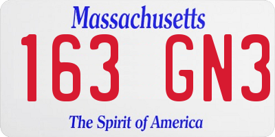 MA license plate 163GN3