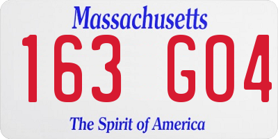 MA license plate 163GO4