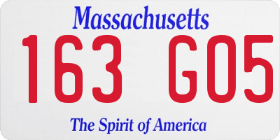 MA license plate 163GO5