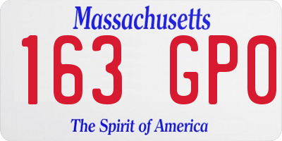 MA license plate 163GP0