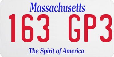 MA license plate 163GP3