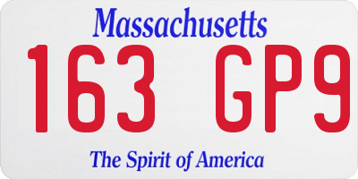 MA license plate 163GP9