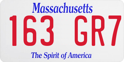 MA license plate 163GR7