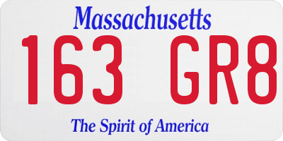MA license plate 163GR8