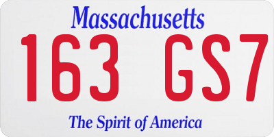 MA license plate 163GS7