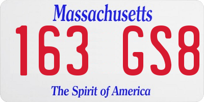 MA license plate 163GS8