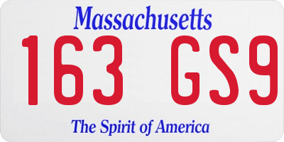 MA license plate 163GS9