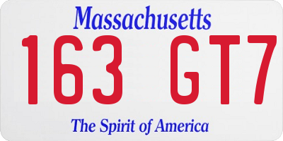 MA license plate 163GT7
