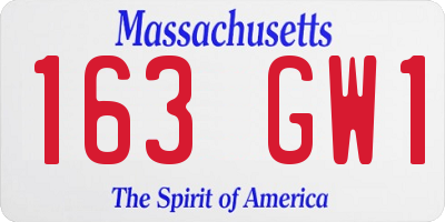 MA license plate 163GW1