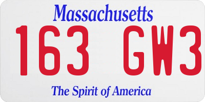 MA license plate 163GW3