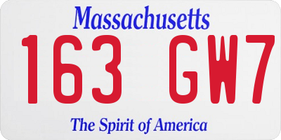 MA license plate 163GW7