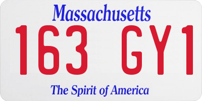 MA license plate 163GY1