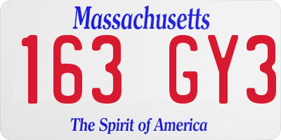 MA license plate 163GY3