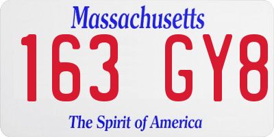 MA license plate 163GY8