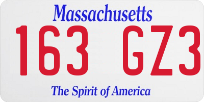 MA license plate 163GZ3