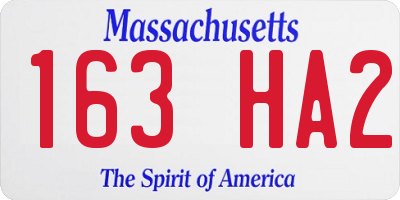 MA license plate 163HA2