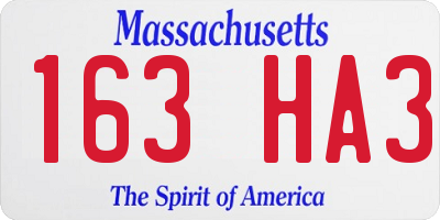 MA license plate 163HA3