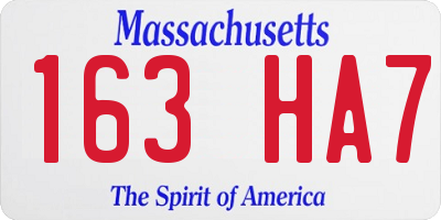 MA license plate 163HA7