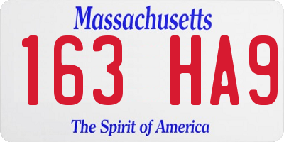 MA license plate 163HA9
