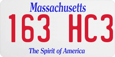 MA license plate 163HC3