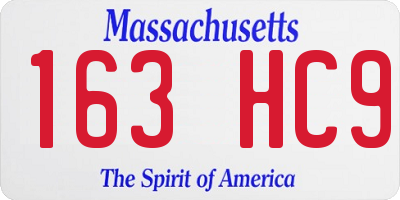 MA license plate 163HC9
