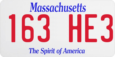 MA license plate 163HE3