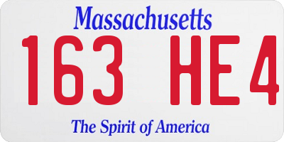 MA license plate 163HE4