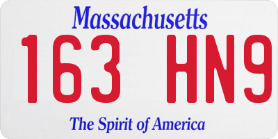 MA license plate 163HN9