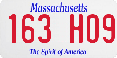MA license plate 163HO9