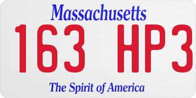 MA license plate 163HP3