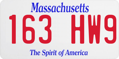 MA license plate 163HW9