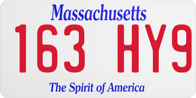 MA license plate 163HY9