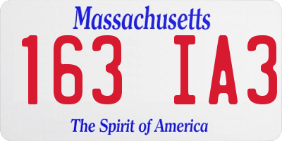 MA license plate 163IA3
