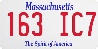 MA license plate 163IC7