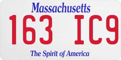 MA license plate 163IC9