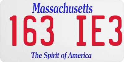 MA license plate 163IE3