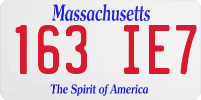 MA license plate 163IE7