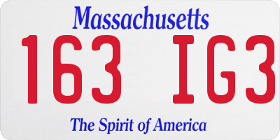 MA license plate 163IG3