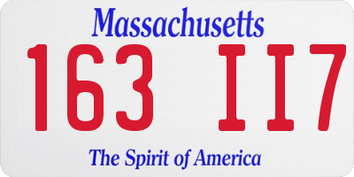 MA license plate 163II7