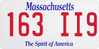 MA license plate 163II9
