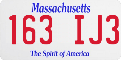 MA license plate 163IJ3
