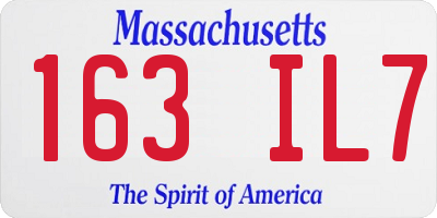 MA license plate 163IL7