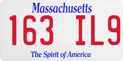 MA license plate 163IL9