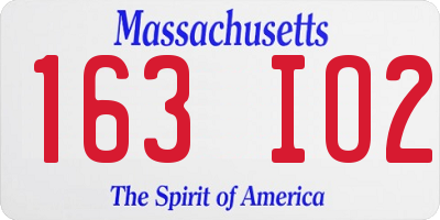 MA license plate 163IO2