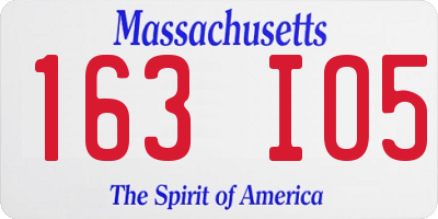 MA license plate 163IO5