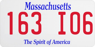 MA license plate 163IO6