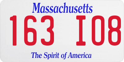 MA license plate 163IO8
