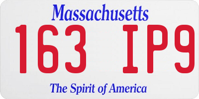 MA license plate 163IP9