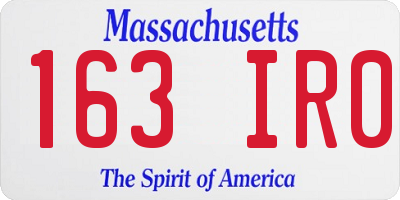 MA license plate 163IR0