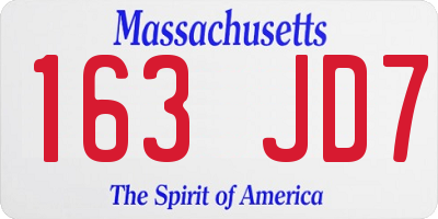 MA license plate 163JD7